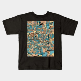 Greensboro Map Pattern in Mid Century Pastel Kids T-Shirt